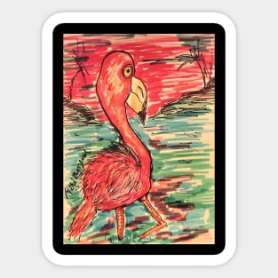 Pink Flamingos looking at the sunset Sticker